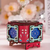 1pc 3D Illuminated Music Box Wooden DIY Assembly Kit Jewelry Box Creative Gift Random music