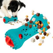 Dog Interactive Slow Feeder Toy, Dumbbell Design, Adjustable Food Dispensing, Suitable for Iq/Physics Training of Large Medium Small Dogs žalia