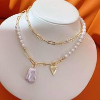 Most Popular Design 6-7mm High Quality AAAA Grade Freshwater Pearl Gold Plated Baroque Shape Women's Sweater Chain Necklace 70 cm