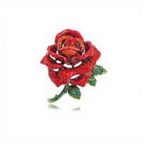 Weiman New Arrival Fashion Big Red Crystal Rhinestones Pave Big Rose Flower Brooches Jewelry Gifts for Her Black Gun Plated raudona