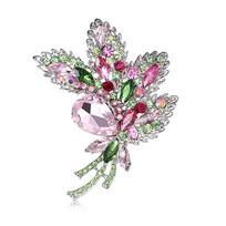 Weiman New Arrival Women's Large Leaf Flower Brooch Multi-Color Crystal Rhinestones Wedding Ornament Jewelry for Gifts Parties