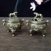 Tigro smilkalinė Metalinė maža smilkalinė Ornamentai su rankena Joga Meditacija Namų dekoracija Senovės stilius A