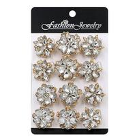 Weiman Small Crystal Flower Brooch Pins Set Pack of 12 for Women DIY Wedding Bouquets Gold or Silver Plated for Parties or Gifts