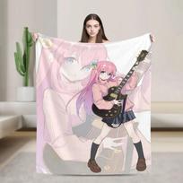 Lovely Pink Bocchi Anime the Rock Super Soft Flannel Blanket, Cute Theme Lightweight Throw Blanket For Living Room, All Seasons Size: 75*100cm, Weight: 230 GSM