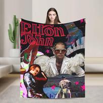 Elton John Music Tour Poster Blanket Camping Flannel Bedding Throws For Outdoor Soft Warm Custom DIY Quality Bedspread Gift Size: 75*100cm, Weight: 230 GSM