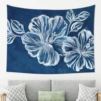 1pc Blue Hibiscus Floral Wall Tapestry for Bedroom Living Room, Polyester 2D Print, Boho Coastal Decor & Unique Housewarming Gif 100X70CM
