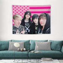 1pc Sam and Colby Crew Tapestry, Pink American Flag Wall Hanging, Cool Room Stuff, Large Size, Polyester 2D Print, Bedroom Stuff 100X70CM black