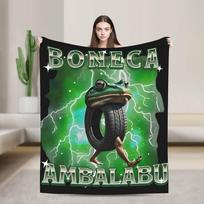Italian Brainrot Tralalelo Tralala Tung Tung Tung Sahur Meme Fleece Blanket Throw Blanket for Bed Sofa Couch Plush Thin Quilt Size: 75*100cm, Weight: 230 GSM