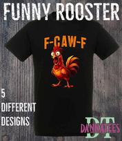 FCawf Funny Rooster Screaming Chicken TShirt FCawF Unisex Kids S