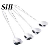 Long Handle 4Pcs/Set Beautiful Flower Shape Coffee Spoon Cake Ergonomic Stainless Steel Dessert for Home sidabras
