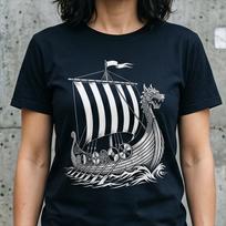 Viking Tees Dragon Prow Norse Mythology Men T Shirts Women Unisex Cotton Tops S juoda