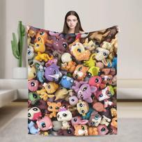 Littlest Pet Shop pledas Super šiltas grafinis pliušinis pledas vaikams ant sofos, lovos flanelinis lovatiesis, lovos užvalkalas 75X95CM