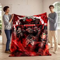 Dynamic Characters In Vibrant Red, White, and Black with Chain Motifs. for All Seasons Blanket Lunch Break Throw Gift 75X95CM