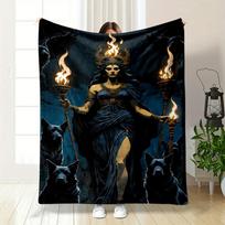 Hecate Dogs Torches Blanket Bedroom Blanket for Livingroom Couch Lunch Break Soft Throw for Friend's Festival Gift 75X95CM