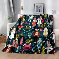 Animacinis riešutlaužikas Kalėdų eglutė Minkštas pliušinis pledas, Flanelinis pledas Miegamojo svetainės lovos sofos iškyloms vaikams 75X95CM
