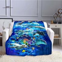 LOUSIDREAM Jūros Gyvūnų Flaneliniai Antklodės Lovai Namams Kelionėms Suaugusiųjų Flanelinis Antklodė Sofai Lovai Svetainei Sofai Vaikui Šiltai 75X95CM