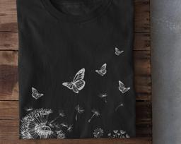 Cottagecore Clothing, Botanical Dandelion and Butterfly T-shirt, Goblincore, Grunge, Alt Clothing, Indie Clothing, Strange Unique Gifts 4XL