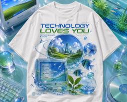 Frutiger Aero Shirt Nostalgia Tee: Retro Internet Cybercore Design, Aqua Graphics (Unisex Large Print, Bella+Canvas Cotton) M