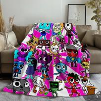 Game Cartoon S-Sprunki I-Incredibox Printed  Blanket Plush Nap Sofa Rug for Living Room Office Bedroom Birthday Home Travel Kid 75X95CM