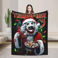Terrifier 3 Kalėdinis filmas pledai Vilnonis nuostabiai šiltas pledas namams Pavasaris Ruduo 75X95CM