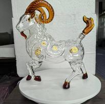 Goat Shaped Whiskey Decanter 1000ml Lead-Free Glass Liquor Bottle for Bar Decor Gifts
