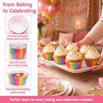 Rainbow Color Colorful Cupcake Liners Greaseproof Nonstick Cake Molds  Cake Baking 200pcs spalvota