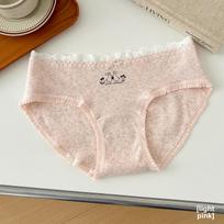Ladies Spring and Summer Sweet Lovely Print 10A Antibacterial Cotton Extended Bottom Crotch Waist Triangle Briefs M šviesiai rausvos spalvos