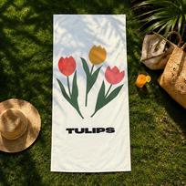 Art N-Nordic G-Geometric Tulip Towel beach towel, quick drying absorbent bath towel for Swim,Gym,Camping,Outdoor 50X100cm
