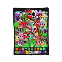 Cartoon Sprunki Game Blankets Fleece Decoration Horror Game Portable Super Warm Throw Blankets for Home Bedroom Bedspread Size: 75*100cm, Weight: 230 GSM