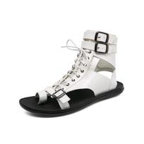 New Luxury Designer Men's Sandals High Top Casual shoes Outdoor Walking Sneakers Fashion ROMAN Beach Shoes Men Leather Mocassins 38 balta