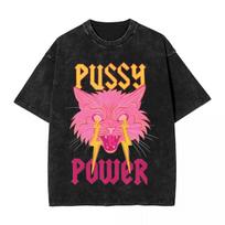 Pussy Power Juokingi Katės Marškinėliai Streetwear Mados Marškinėliai Fugees Tiki Marškinėliai Viršutiniai drabužiai Vyrams Moterims 100% Medvilnė Oversize S