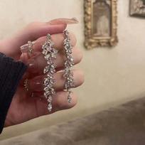 Luxurious Geometric Long Tassel Earrings with S925 Silver Needle and Shimmering Zircon sidabras