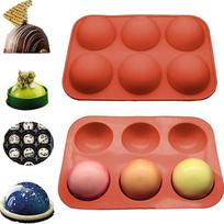 6 Holes Half Ball Sphere Chocolate Silicone Mold Round Semi Sphere Cake Silicone Baking Molds For Dessert DIY Jelly Dome Mousse KTY