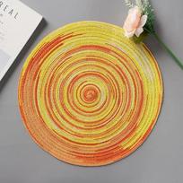 Colorful Satin-dyed Ramie Cotton Yarn Woven Anti-slip Perm Placemat Tea Coaster Round Placeplate Mat Flower Mat 11CM yellow