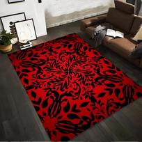 Red and Black Floral Pattern Area Rug, Modern Decorative Carpet Design Suitable for use as an anti-slip for living room bedroom sofas 40x60cm( 15x23in )