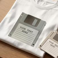 Personalised Floppy Disk T-Shirt | Custom Text Retro Tech Tee | Funny Custom Gift | Programmer Gift | Personalised Nerd Shirt | 90s Gift S