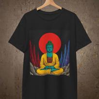 Zenith Echoes: Celestial Buddha Graphic Tee M