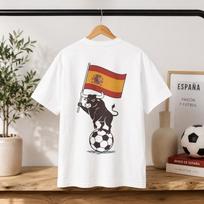 Juego Bonito Spanish Bull Soccer T-shirt | Spain Flag Football Supporter Tee 4XL
