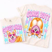 Corgi Butt Shirt, Guess What Funny Corgi T-Shirt, Pembroke Welsh Corgi Lover Gift, Front and Back Dog Tee, Corgi Mom Shirt S
