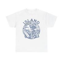Island Time Skeleton Surfer T-Shirt | Tropical Surf Skull Graphic M