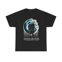 Flaming Microphone Tee | Retro Vaporwave Radio Music Tee L