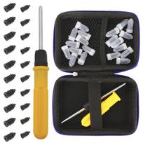 Universal Tubeless Tire Repair Kit - Emergency Puncture Tools w/Rubber T-Plugs for Car/Motorcycle On-Road Vacuum Seal gray