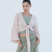 Oz Is Oztj3033 Cotton Gauze Tulip Sleeve Cardigan - Light Beige See Content/S