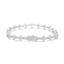 European American-style Personalized Cubic Zirconia-Studded Hip-Hop Necklace for Unisex; High-End Streetwear-Inspired Brand Bracelet-6 inch platina