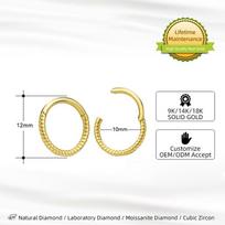 18K/14K/9K Real Gold Nose Ring Customized Daith Helix Clicker Round Diamond Nose Piercing Body Jewelry for Women