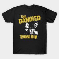 Asian Size Men Black Print T-shirt Smash It Up   Damned No-Cut Print Cotton Tshirt XL juoda