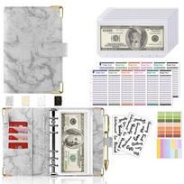 PU Leather Budget Binder With Cash Envelopes Pockets Zip Small French Budget Pouch Binder For Saving Money A6 Planner Organizer pilka