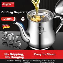 Jingmao 304 Stainless Steel Oil Dispenser with Filter, Leak-Proof Oil Bottle with Strainer for Home Use, Large Capacity Oil Container for Seasonings