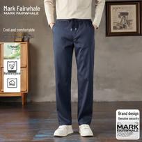 MARK FAIRWHALE Men's Lyocell Blend Straight-Leg Pants 4XL tamsiai mėlyna spalva