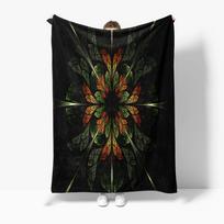 Floral Kaleidoscope Fleece Blanket - Geometric Leaf Print Decorative Throw Bed Sofa Cover Gift Size: 75*100cm, Weight: 230 GSM
